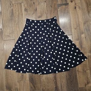 Polka dotted skirt size medium blue navy and white